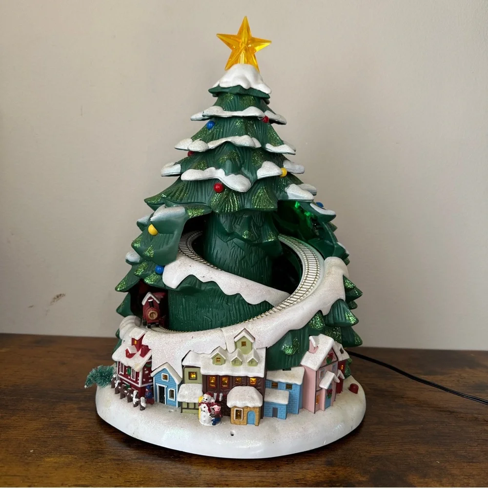Vintage Avon 2007 Musical Christmas Tree with Moving Train & Village Scene - Picture 11 of 11